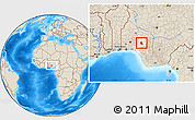 Shaded Relief Location Map of Akure, highlighted parent region