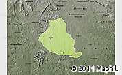 Physical Map of Akure, darken, semi-desaturated