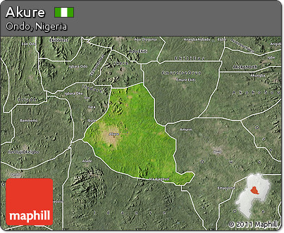 Satellite Map of Akure, semi-desaturated