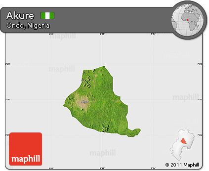 Satellite Map of Akure, single color outside