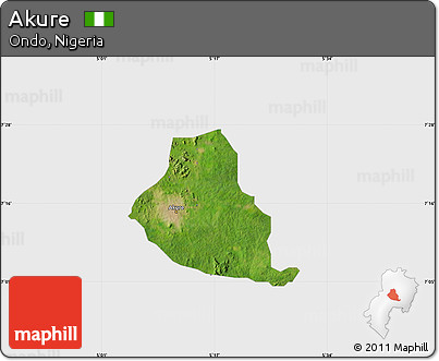 Satellite Map of Akure, single color outside