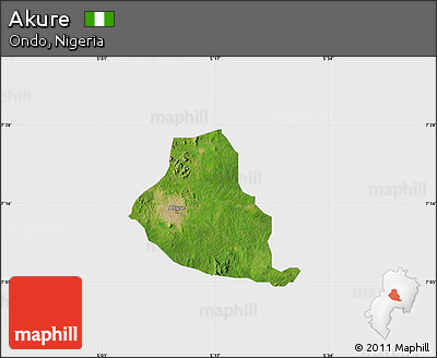 Satellite Map of Akure, single color outside