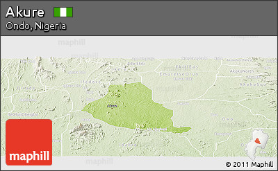 Physical Panoramic Map of Akure, lighten