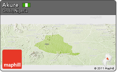 Physical Panoramic Map of Akure, lighten