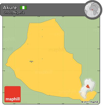 Savanna Style Simple Map of Akure, single color outside