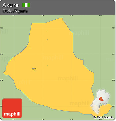 Savanna Style Simple Map of Akure, single color outside