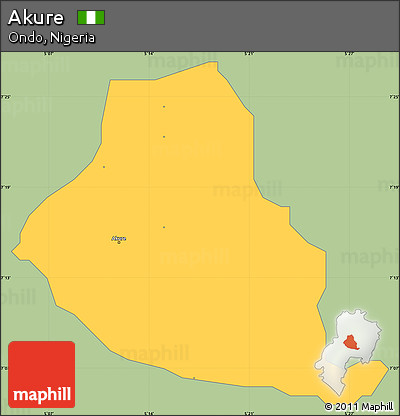Savanna Style Simple Map of Akure, single color outside