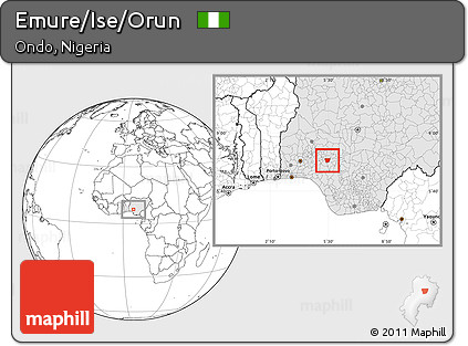 Blank Location Map of Emure/Ise/Orun, highlighted country