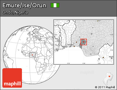Blank Location Map of Emure/Ise/Orun, highlighted country, highlighted parent region