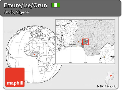 Blank Location Map of Emure/Ise/Orun, highlighted country, highlighted parent region