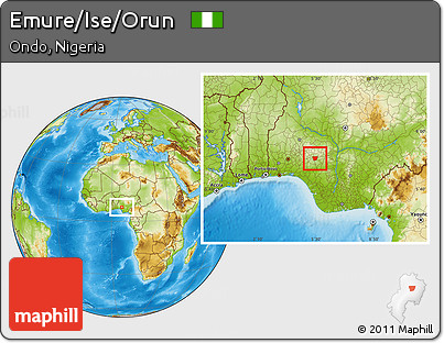 Physical Location Map of Emure/Ise/Orun