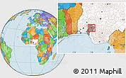 Political Location Map of Emure/Ise/Orun, highlighted country, highlighted parent region