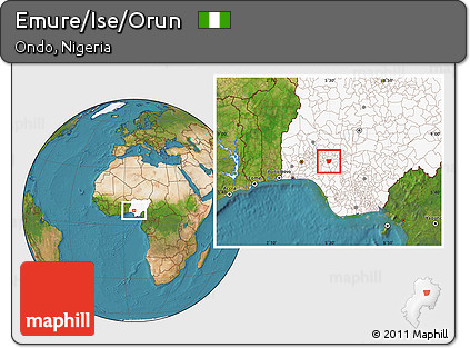 Satellite Location Map of Emure/Ise/Orun, highlighted country
