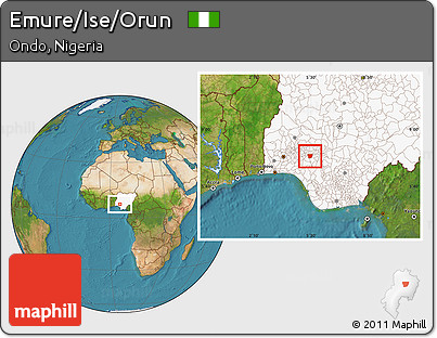 Satellite Location Map of Emure/Ise/Orun, highlighted country