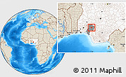 Shaded Relief Location Map of Emure/Ise/Orun, highlighted country, highlighted parent region