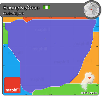 Political Simple Map of Emure/Ise/Orun