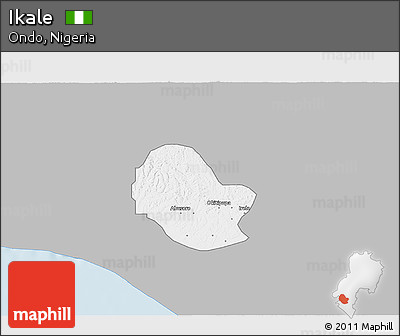 Gray 3D Map of Ikale, single color outside