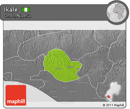 Physical 3D Map of Ikale, desaturated