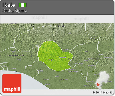 Physical 3D Map of Ikale, semi-desaturated