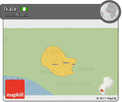 Savanna Style 3D Map of Ikale, single color outside