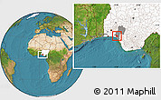 Satellite Location Map of Ikale, highlighted country, highlighted parent region
