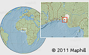 Savanna Style Location Map of Ikale, highlighted parent region, hill shading