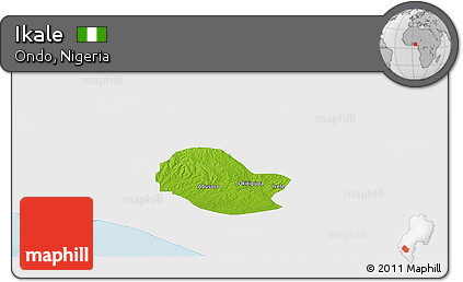 Physical Panoramic Map of Ikale, single color outside