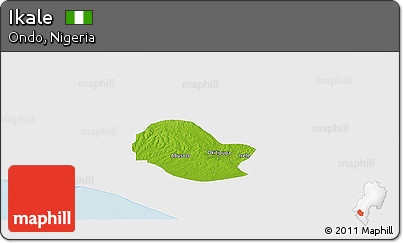 Physical Panoramic Map of Ikale, single color outside
