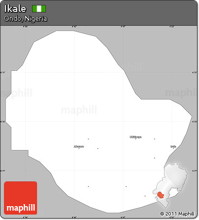 Gray Simple Map of Ikale, single color outside