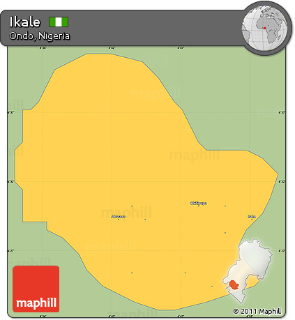 Savanna Style Simple Map of Ikale, single color outside