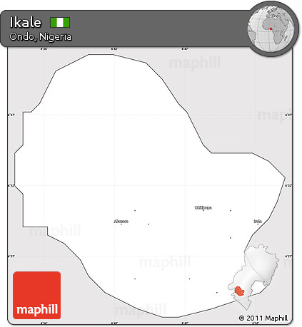 Silver Style Simple Map of Ikale, cropped outside