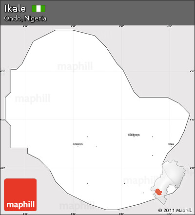 Silver Style Simple Map of Ikale, cropped outside