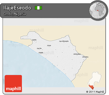 Classic Style 3D Map of IlajeEseodo, single color outside