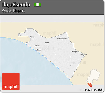Classic Style 3D Map of IlajeEseodo, single color outside