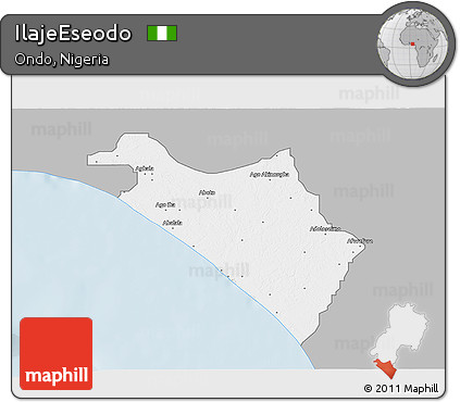 Gray 3D Map of IlajeEseodo, single color outside