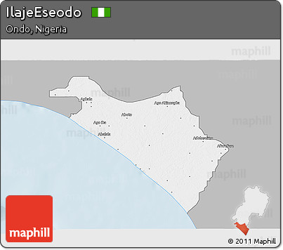 Gray 3D Map of IlajeEseodo, single color outside