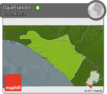 Physical 3D Map of IlajeEseodo, darken