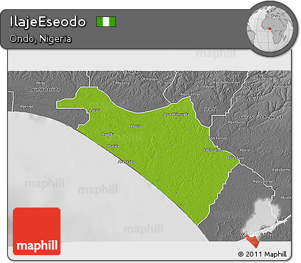 Physical 3D Map of IlajeEseodo, desaturated