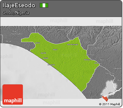 Physical 3D Map of IlajeEseodo, desaturated