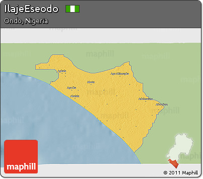 Savanna Style 3D Map of IlajeEseodo, single color outside