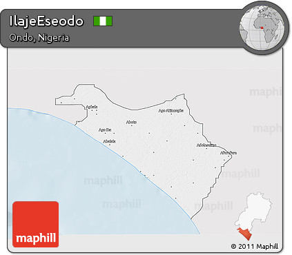 Silver Style 3D Map of IlajeEseodo, single color outside