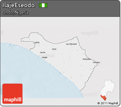 Silver Style 3D Map of IlajeEseodo, single color outside