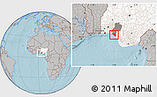 Gray Location Map of IlajeEseodo, highlighted country, highlighted parent region, hill shading