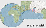 Savanna Style Location Map of IlajeEseodo, highlighted country, highlighted parent region, hill shading