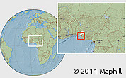 Savanna Style Location Map of IlajeEseodo, highlighted parent region, within the entire country, hill shading