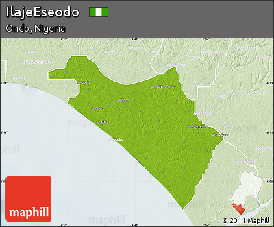 Physical Map of IlajeEseodo, lighten