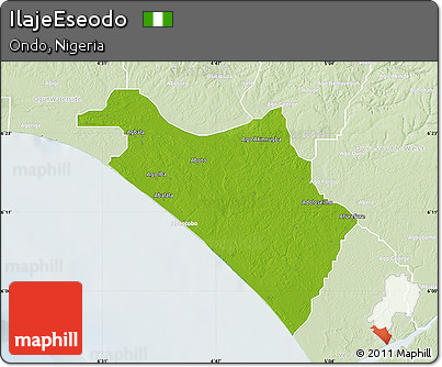 Physical Map of IlajeEseodo, lighten