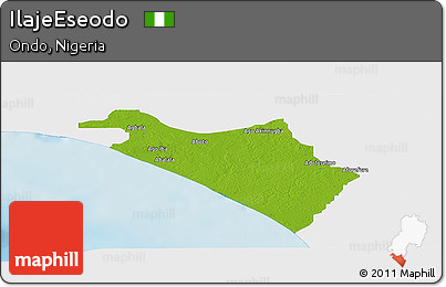 Physical Panoramic Map of IlajeEseodo, single color outside