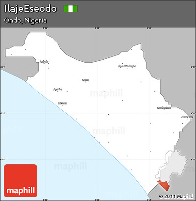 Gray Simple Map of IlajeEseodo, single color outside