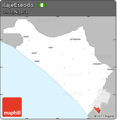 Gray Simple Map of IlajeEseodo, single color outside